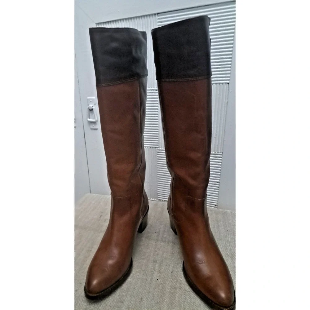 DVF Diane Von Furstenberg Boots Size 6 Brown‎ Black Knee High Equestrian